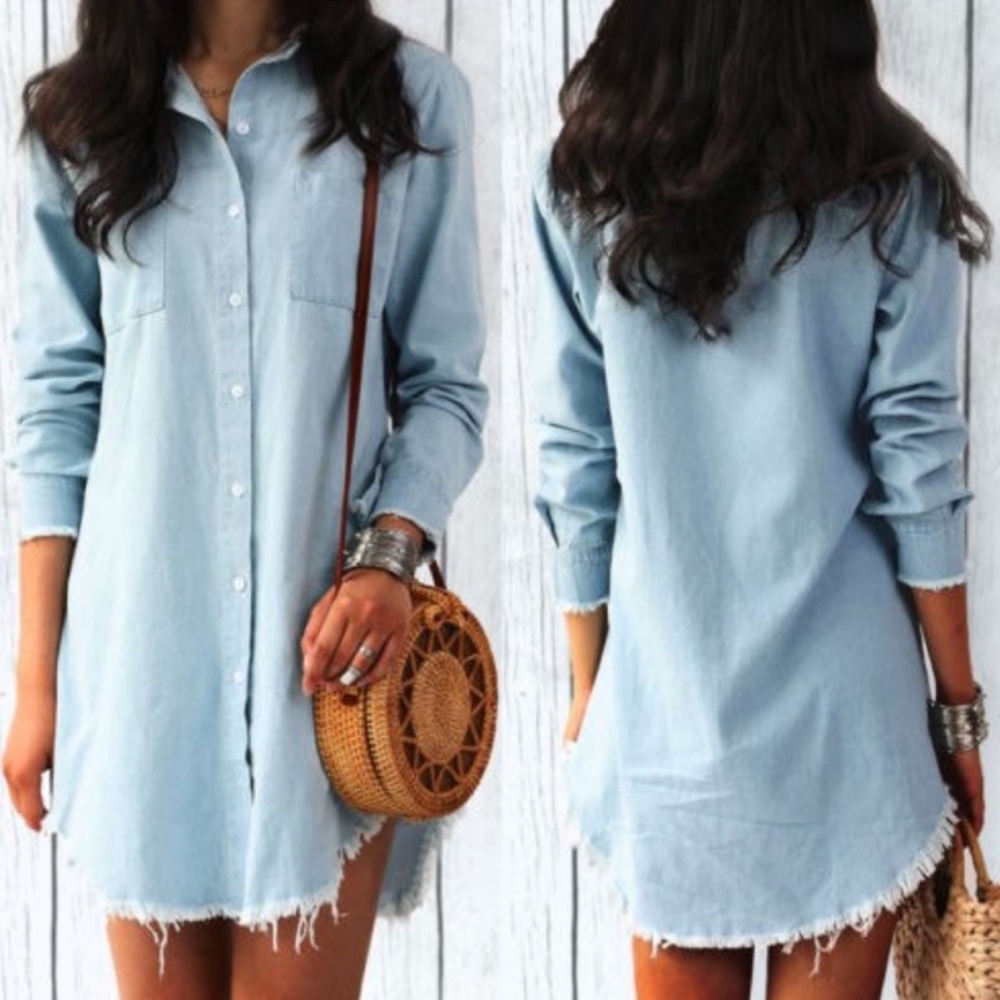 HP!🎉 Denim Shirt Dress!!! Bestseller! - Picture 2 of 6